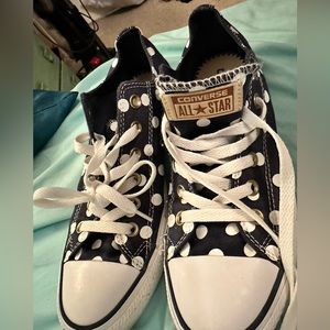 Polka dot Navy and White Converse Women US 9